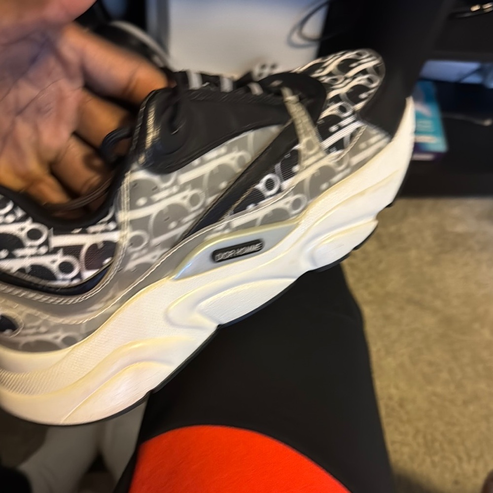 Dior Black and White Chunky Sneakers with Geometric Pattern